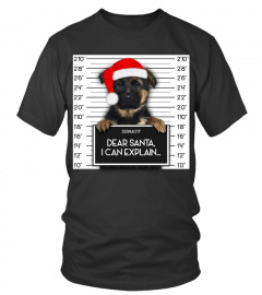 Dog Tshirt - German Shepherd Lover Santa Hat Dog Christmas Long Sleeve