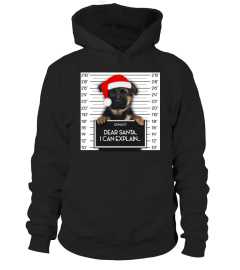 Dog Tshirt - German Shepherd Lover Santa Hat Dog Christmas Long Sleeve