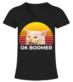 Woman Yelling At Table Dinner Funny Cat Ok Boomer AA
