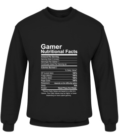 Gamer Nutritional Facts Cool Gamer Video Game Funny T-Shirt