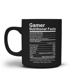 Gamer Nutritional Facts Cool Gamer Video Game Funny T-Shirt
