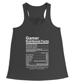 Gamer Nutritional Facts Cool Gamer Video Game Funny T-Shirt