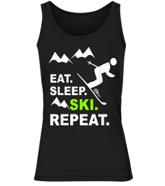 Eat Sleep Ski Repeat, Funny Funky Sport Humour T-Shirt