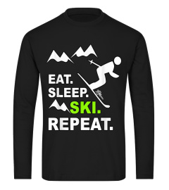 Eat Sleep Ski Repeat, Funny Funky Sport Humour T-Shirt