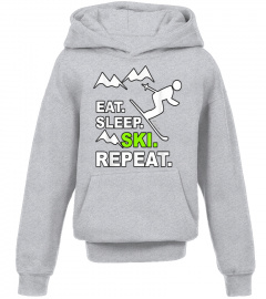 Eat Sleep Ski Repeat, Funny Funky Sport Humour T-Shirt