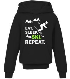 Eat Sleep Ski Repeat, Funny Funky Sport Humour T-Shirt