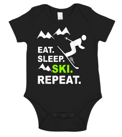 Eat Sleep Ski Repeat, Funny Funky Sport Humour T-Shirt