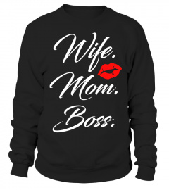 Wife mom boss kiss lip Lover Happy Family Woman Daughter Son Best Selling T-shirt