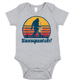 Saxsquatch! Funny Bigfoot Saxophone Retro Sun Graphic T-Shirt