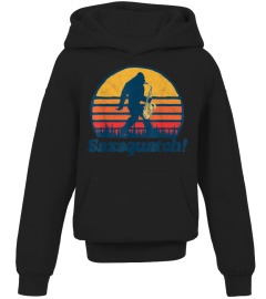Saxsquatch! Funny Bigfoot Saxophone Retro Sun Graphic T-Shirt