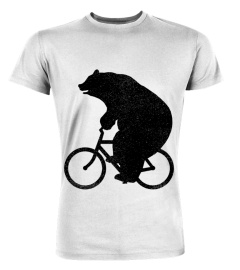 CYCLING TSHIRT FUNNY BEAR RIDING BICYCLE TSHIRT - HOODIE - MUG (FULL SIZE AND COLOR)