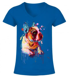 Beautiful Boston Terrier Dog Colorful Splash Portrait Art T-Shirt