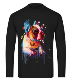 Beautiful Boston Terrier Dog Colorful Splash Portrait Art T-Shirt