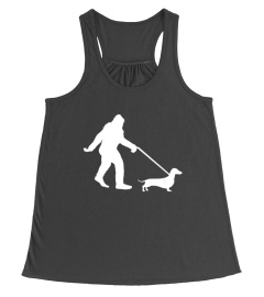 BIGFOOT WALKING A DACHSUND TSHIRT DOG LOVER TSHIRT - HOODIE - MUG (FULL SIZE AND COLOR)
