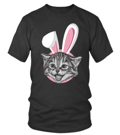 CAT WITH EASTER BUNNY EARS FUNNY CUTE KITTEN LOVER TSHIRT - HOODIE - MUG (FULL SIZE AND COLOR)