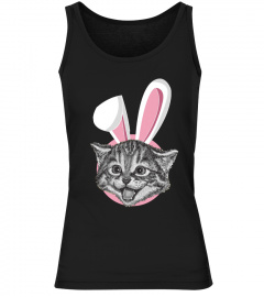 CAT WITH EASTER BUNNY EARS FUNNY CUTE KITTEN LOVER TSHIRT - HOODIE - MUG (FULL SIZE AND COLOR)
