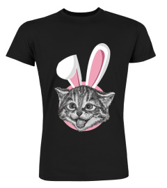 CAT WITH EASTER BUNNY EARS FUNNY CUTE KITTEN LOVER TSHIRT - HOODIE - MUG (FULL SIZE AND COLOR)