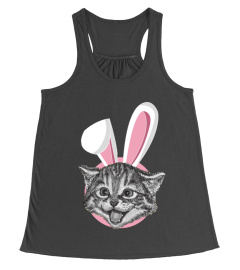 CAT WITH EASTER BUNNY EARS FUNNY CUTE KITTEN LOVER TSHIRT - HOODIE - MUG (FULL SIZE AND COLOR)