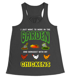 WORK IN GARDEN CHICKEN TSHIRT - HOODIE - MUG (FULL SIZE AND COLOR)