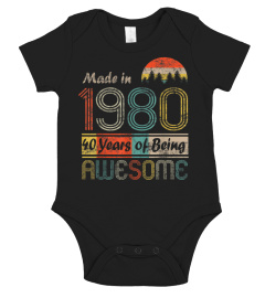 Vintage 1980 Made In 1980 - 40Th Birthday 40 Years Old Gift T-Shirt