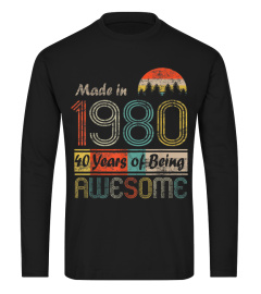 Vintage 1980 Made In 1980 - 40Th Birthday 40 Years Old Gift T-Shirt