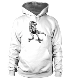 COOL SKATEBOARDING TYRANNOSAURUS REX DINOSAUR TSHIRT - HOODIE - MUG (FULL SIZE AND COLOR)