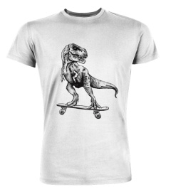COOL SKATEBOARDING TYRANNOSAURUS REX DINOSAUR TSHIRT - HOODIE - MUG (FULL SIZE AND COLOR)