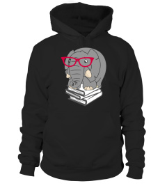 ELEPHANT SHIRT BOOK NERD LOVE READING CUTE GLASSES TSHIRT - HOODIE - MUG (FULL SIZE AND COLOR)
