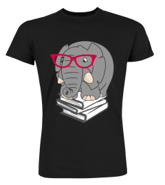 ELEPHANT SHIRT BOOK NERD LOVE READING CUTE GLASSES TSHIRT - HOODIE - MUG (FULL SIZE AND COLOR)