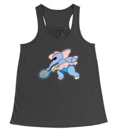 FUNNY TENNIS PLAYING ELEPHANT TSHIRT - HOODIE - MUG (FULL SIZE AND COLOR)