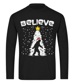 Believe Sasquatch Bigfoot Santa Hat Christmas Tree Gift Sweatshirt