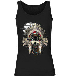 Wolf T Shirt Moon Native American Headdress Wolves Clothing