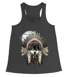 Wolf T Shirt Moon Native American Headdress Wolves Clothing