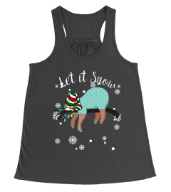 LAZY ELF SLOTH SHIRT LET IT SNOW HOLIDAY CHRISTMAS TSHIRT - HOODIE - MUG (FULL SIZE AND COLOR)