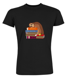 TIRED SLOTH READING TSHIRT  BOOKWORM  READING BOOKS TSHIRT - HOODIE - MUG (FULL SIZE AND COLOR)
