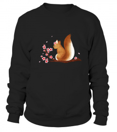 VINTAGE SQUIRREL JAPANESE CHERRY BLOSSOM FLOWER TSHIRT - HOODIE - MUG (FULL SIZE AND COLOR)