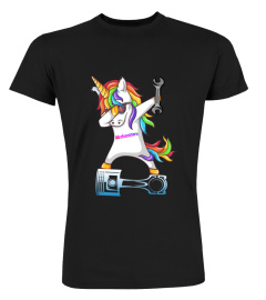 FUNNY UNICORN MECHANIC DABBING TSHIRT - HOODIE - MUG (FULL SIZE AND COLOR)