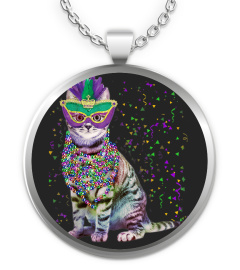 Cat Mardi Gras Shirt Funny Cat Mask and Beads Mardi Gras