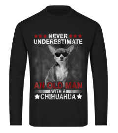 Never Underestimate An Old Man Chihuahua Dog Tshirt