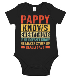 Funny Vintage Pappy Shirt For Grandpa, Pop Knows Everything T-Shirt