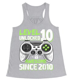 Level 10 Unlocked Awesome 2010 Video Game 10th Birthday Gift T-Shirt