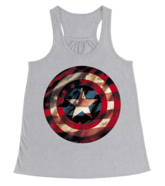 Marvel Captain America Avengers Shield Flag Graphic T-Shirt T-Shirt