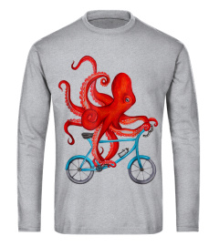 Octopus on bicycle Tee Shirt - Cycling octopus