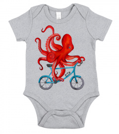 Octopus on bicycle Tee Shirt - Cycling octopus