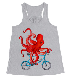 Octopus on bicycle Tee Shirt - Cycling octopus