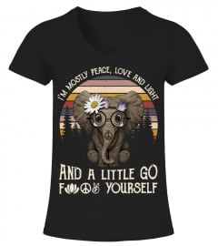 Elephant I'm mostly peace love and light and a little go fuck yourself t-shirt