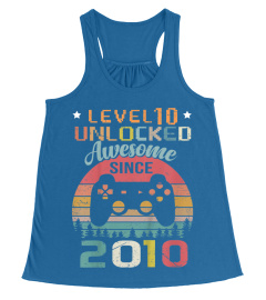 Youth 10Th Birthday Gamer- Level 10 Unlocked Awesome Since 2010 T-Shirt