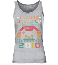 Youth 10Th Birthday Gamer- Level 10 Unlocked Awesome Since 2010 T-Shirt