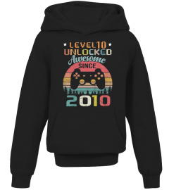 Youth 10Th Birthday Gamer- Level 10 Unlocked Awesome Since 2010 T-Shirt