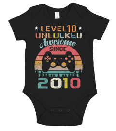 Youth 10Th Birthday Gamer- Level 10 Unlocked Awesome Since 2010 T-Shirt